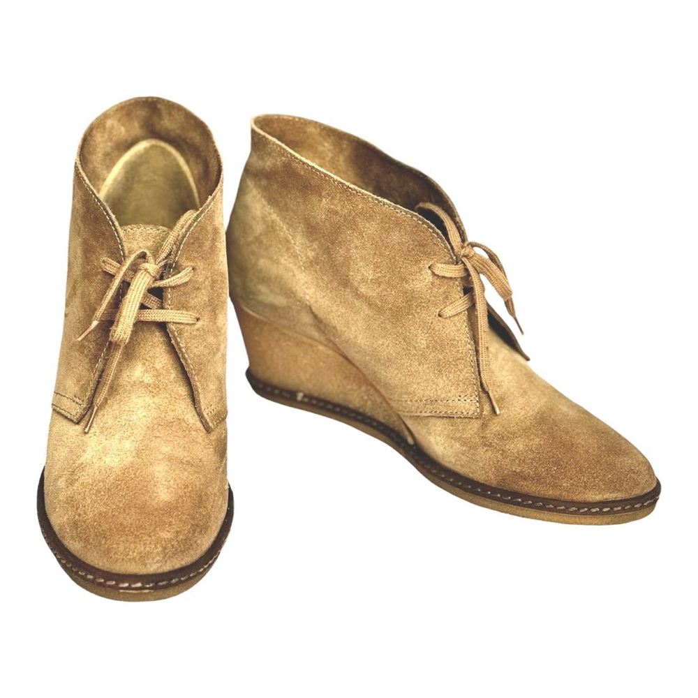 J. Crew MacAlister Suede Leather Tan Chukka Wedge Ankle Booties Size 10